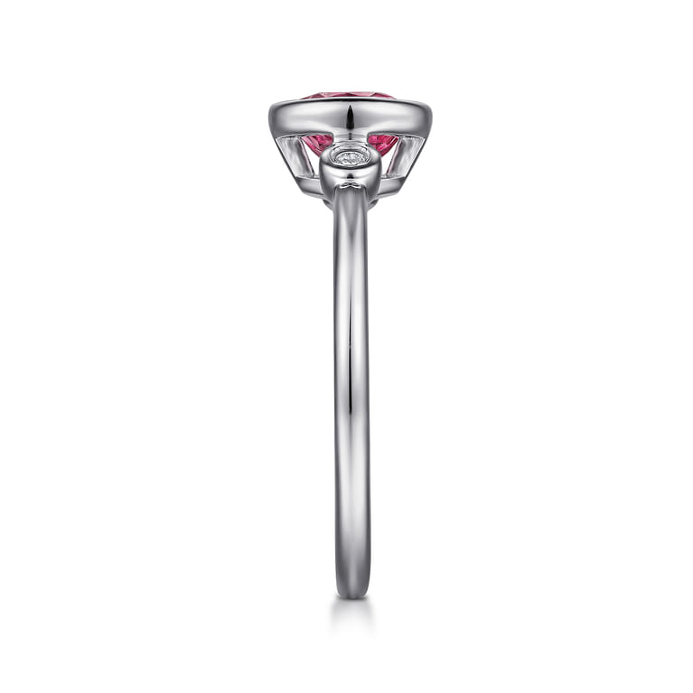 925 Sterling Silver Pink Tourmaline and Diamond Ladies Ring - 0.05 ct - Shot 4