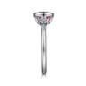 925 Sterling Silver Pink Tourmaline and Diamond Ladies Ring - 0.05 ct
