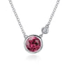 925 Sterling Silver Pink Tourmaline and Diamond Pendant Necklace - 0.02 ct