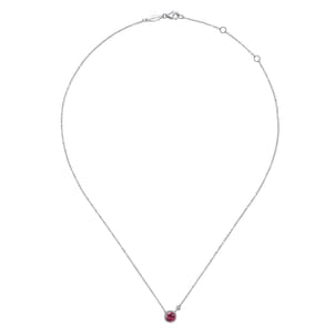 925 Sterling Silver Pink Tourmaline and Diamond Pendant Necklace