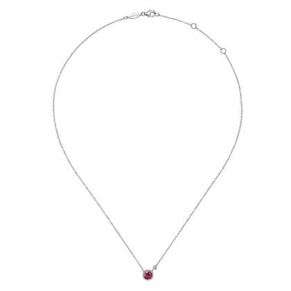 925 Sterling Silver Pink Tourmaline and Diamond Pendant Necklace