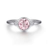 925 Sterling Silver Pink Zircon and Diamond Ring - 0.05 ct