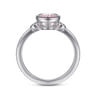 925 Sterling Silver Pink Zircon and Diamond Ring - 0.05 ct