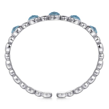 925 Sterling Silver Rock Crystal Turquoise Bangle Bracelet