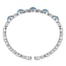 925 Sterling Silver Rock Crystal Turquoise Bangle Bracelet