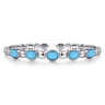 925 Sterling Silver Rock Crystal Turquoise Bangle Bracelet