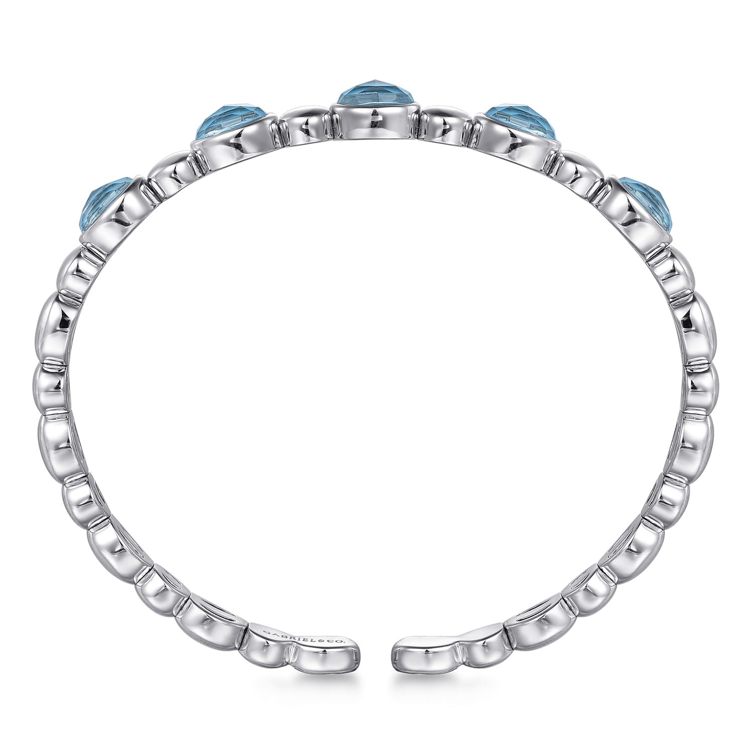 925 Sterling Silver Rock Crystal Turquoise Bangle Bracelet - Shot 3