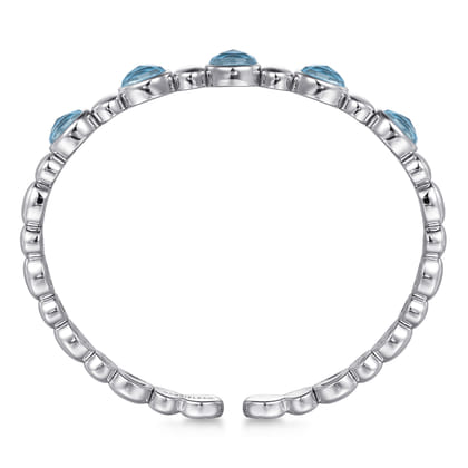 925 Sterling Silver Rock Crystal Turquoise Bangle Bracelet
