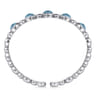 925 Sterling Silver Rock Crystal Turquoise Bangle Bracelet