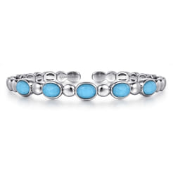 925 Sterling Silver Rock Crystal Turquoise Bangle