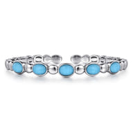 925 Sterling Silver Rock Crystal Turquoise Bangle