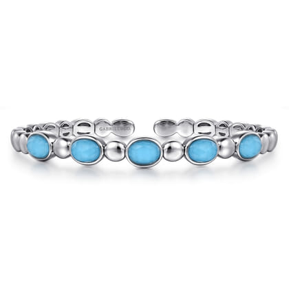 925 Sterling Silver Rock Crystal Turquoise Bangle