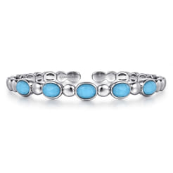 925 Sterling Silver Rock Crystal Turquoise Bangle