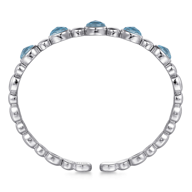 925 Sterling Silver Rock Crystal Turquoise Bangle - Shot 3