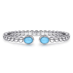 925 Sterling Silver Rock Crystal  Turquoise Bangle