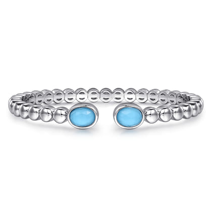 925 Sterling Silver Rock Crystal  Turquoise Bangle