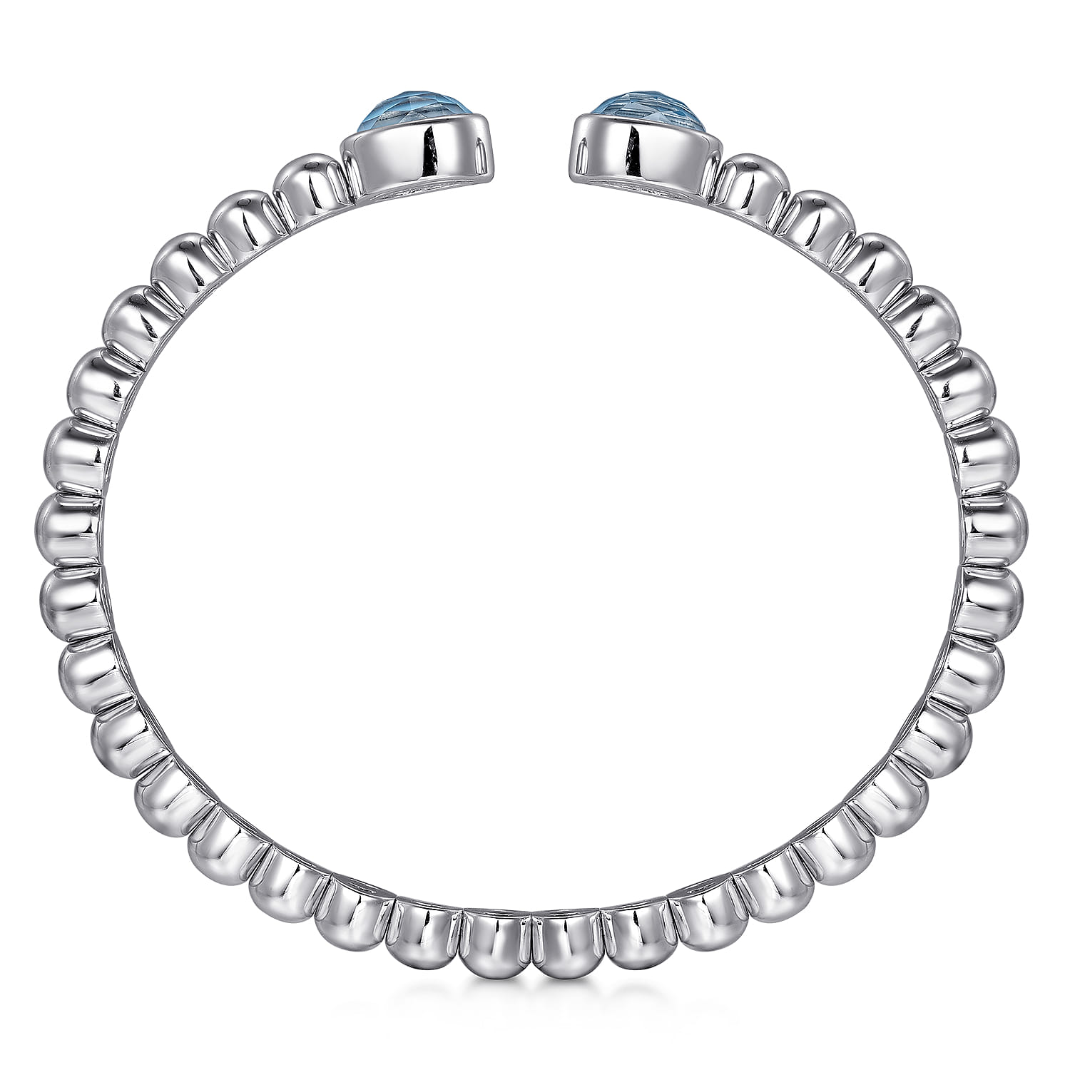 925 Sterling Silver Rock Crystal  Turquoise Bangle - Shot 3