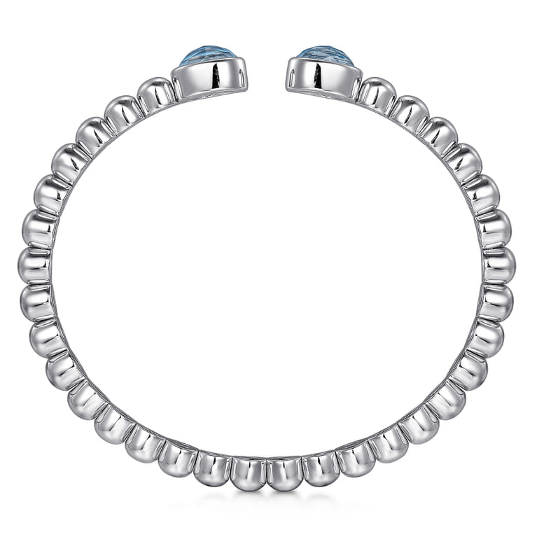 925 Sterling Silver Rock Crystal  Turquoise Bangle - Shot 3