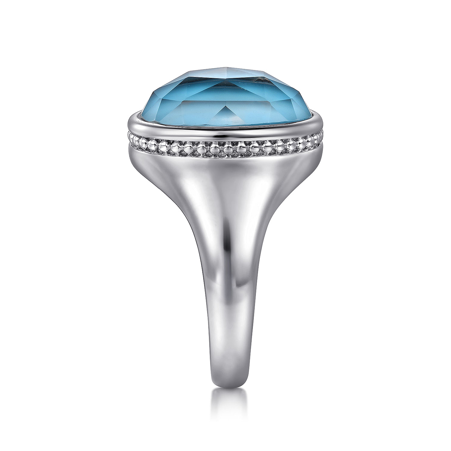 925 Sterling Silver Rock Crystal Turquoise Bujukan Lady's Signet Ring