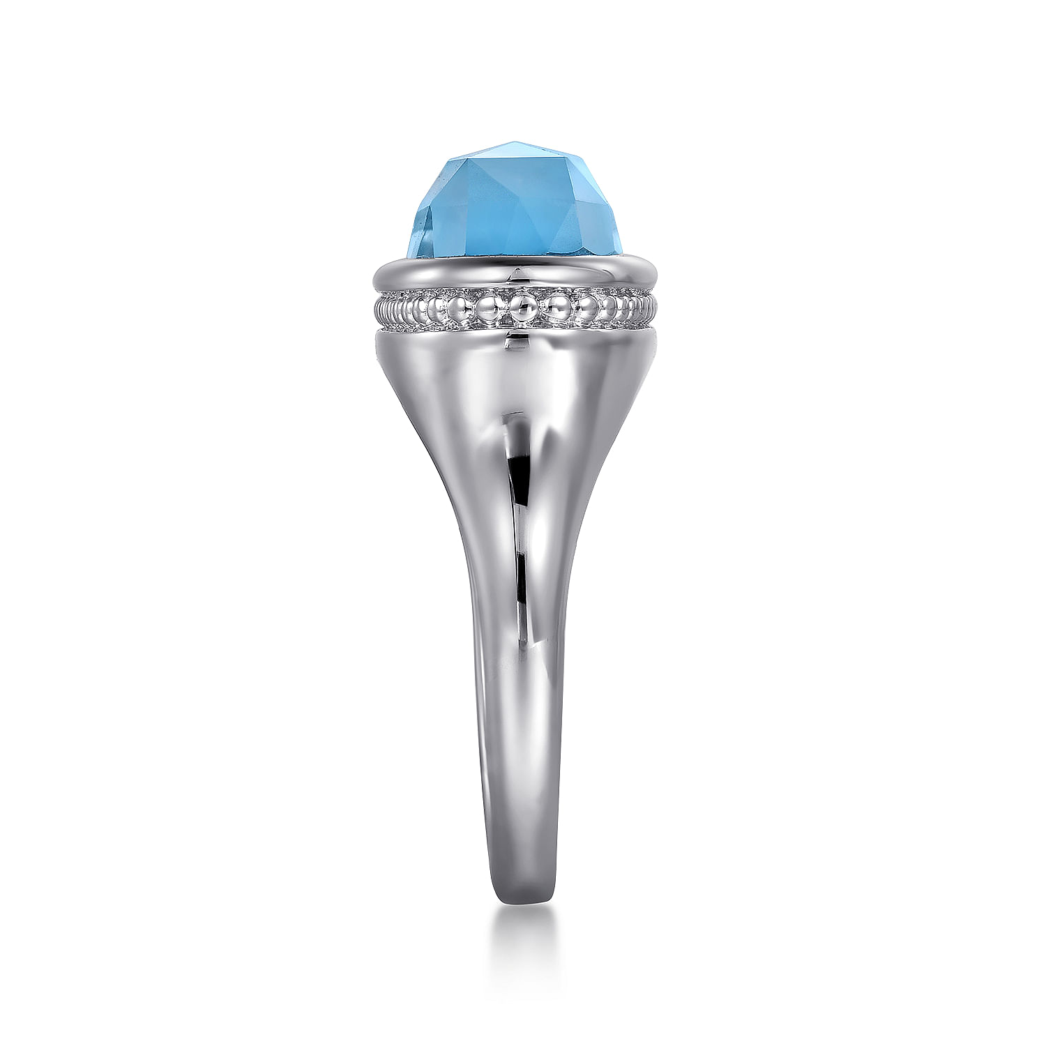 925 Sterling Silver Rock Crystal Turquoise Bujukan Lady's Signet Ring