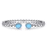 925 Sterling Silver Rock Crystal  Turquoise Open Bangle Bracelet