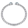 925 Sterling Silver Rock Crystal  Turquoise Open Bangle Bracelet