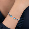 925 Sterling Silver Rock Crystal  Turquoise Open Bangle Bracelet
