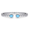 925 Sterling Silver Rock Crystal  Turquoise Open Bangle Bracelet