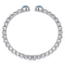 925 Sterling Silver Rock Crystal  Turquoise Open Bangle Bracelet