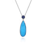 925 Sterling Silver Rock Crystal Turquoise Teardrop Pendant with Sapphire