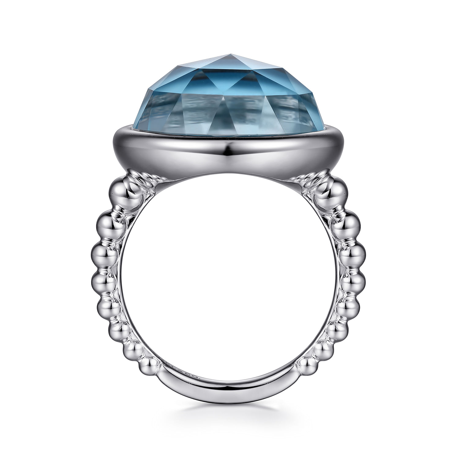 925 Sterling Silver Rock Crystal and Turquoise Bezel Signet Ring