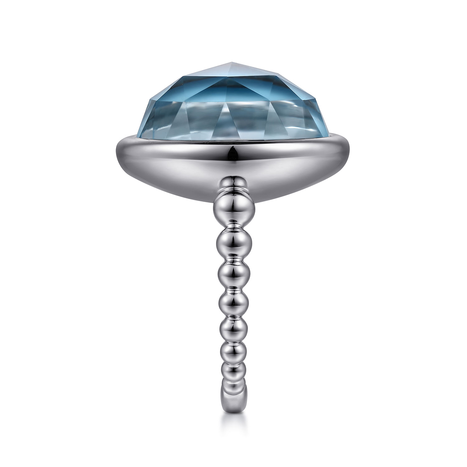 925 Sterling Silver Rock Crystal and Turquoise Bezel Signet Ring
