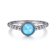 925 Sterling Silver Rock Crystal and Turquoise Bujukan Ring