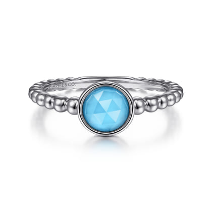 925 Sterling Silver Rock Crystal and Turquoise Bujukan Ring