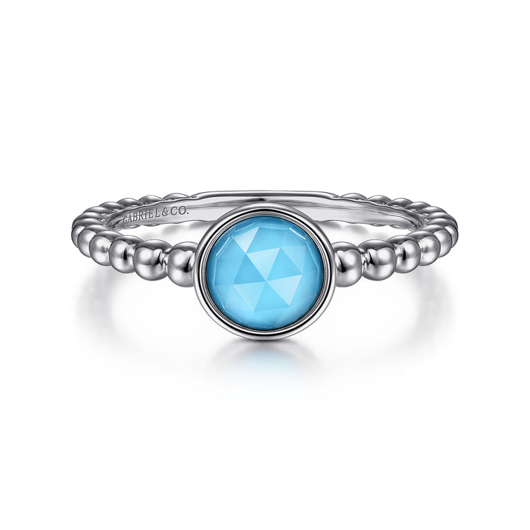 925 Sterling Silver Rock Crystal and Turquoise Bujukan Ring - Shot 1