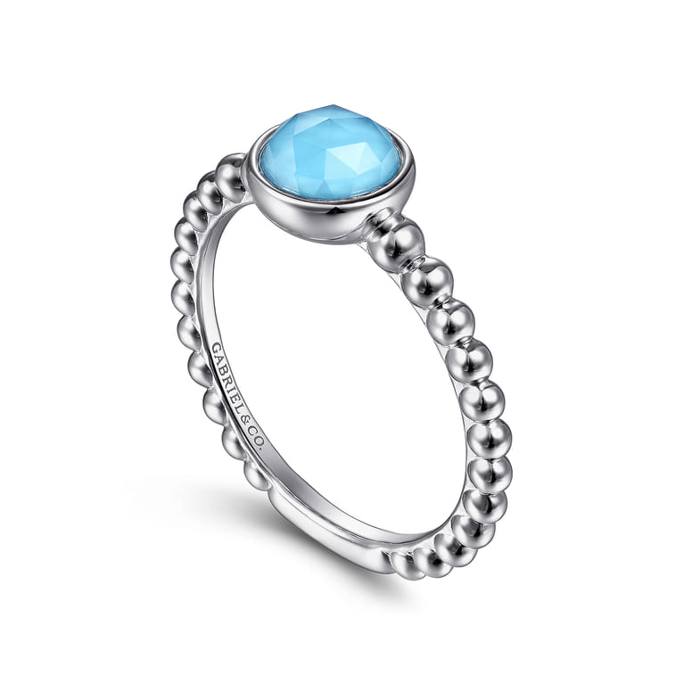 925 Sterling Silver Rock Crystal and Turquoise Bujukan Ring - Shot 3