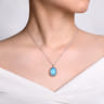 925 Sterling Silver Rock Crystal and Turquoise Pendant Necklace