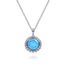 925 Sterling Silver Rock Crystal and Turquoise Pendant Necklace