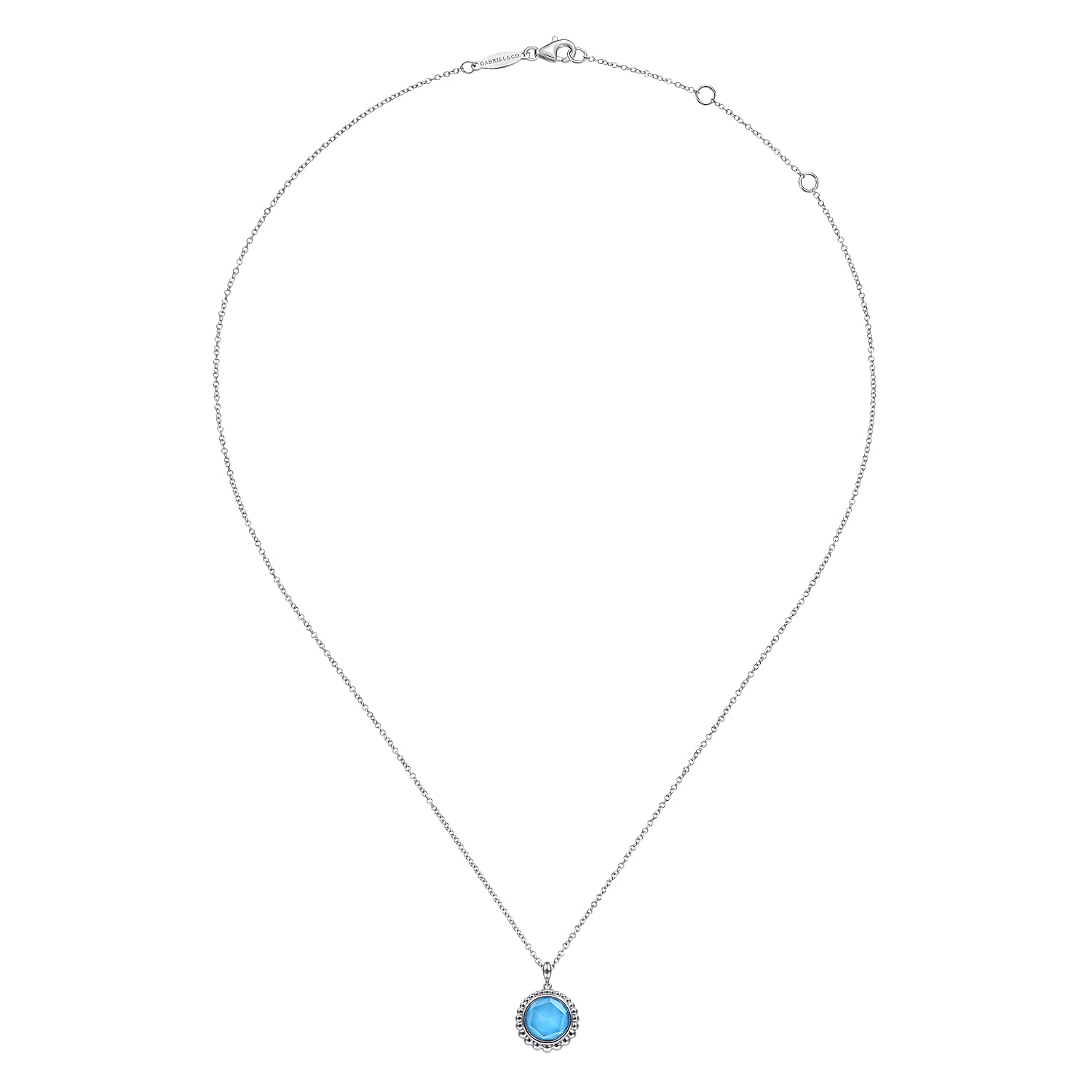 925 Sterling Silver Rock Crystal and Turquoise Pendant Necklace - Shot 2