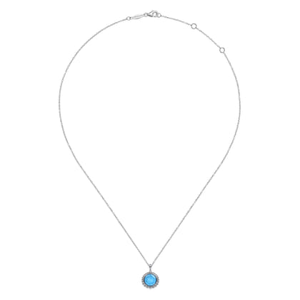 925 Sterling Silver Rock Crystal and Turquoise Pendant Necklace