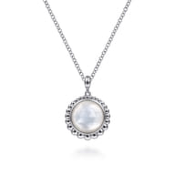 925 Sterling Silver Rock Crystal and White MOP Pendant Necklace
