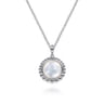 925 Sterling Silver Rock Crystal and White MOP Pendant Necklace