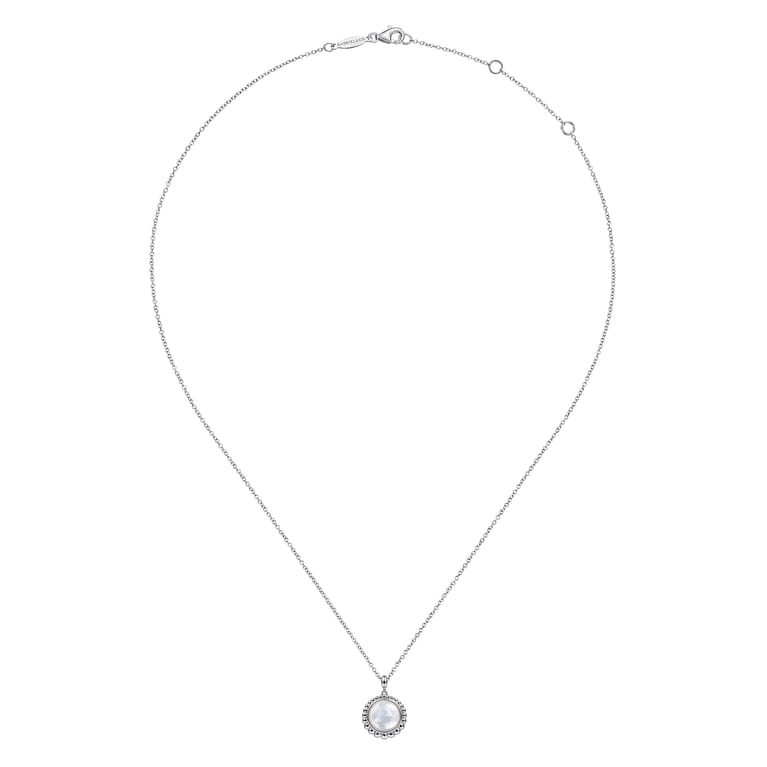 925 Sterling Silver Rock Crystal and White MOP Pendant Necklace - Shot 2
