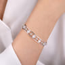 925 Sterling Silver Rock Crystal and White MOP Station Bangle
