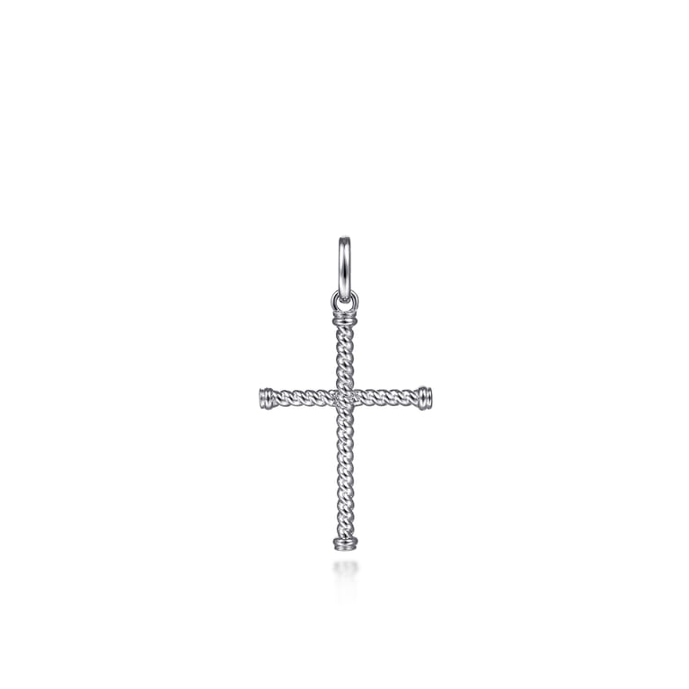 925 Sterling Silver Rope Cross Pendant - Shot 1