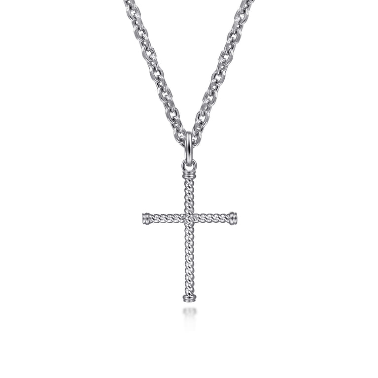 925 Sterling Silver Rope Cross Pendant - Shot 3
