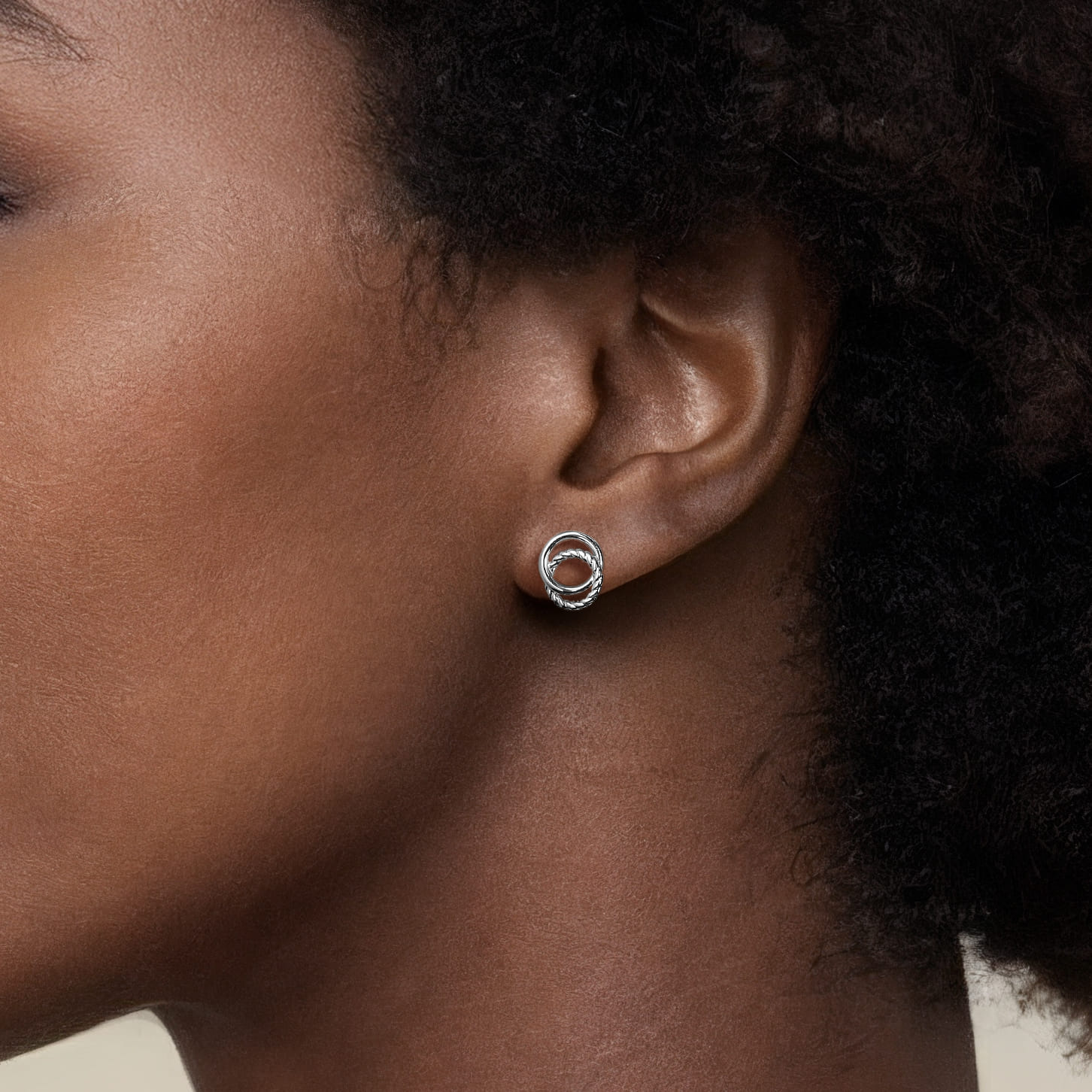 925 Sterling Silver Rope Stud Earrings - Shot 3