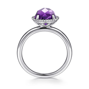 925 Sterling Silver Round Amethyst Bujukan Ring