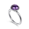925 Sterling Silver Round Amethyst Bujukan Ring