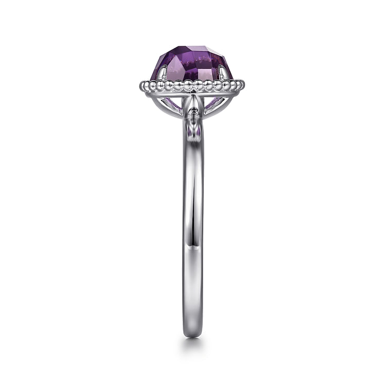 925 Sterling Silver Round Amethyst Bujukan Ring